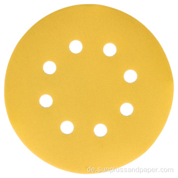 Goldpapier 5inch 8holes Aluminiumoxid Schleifscheiben dis